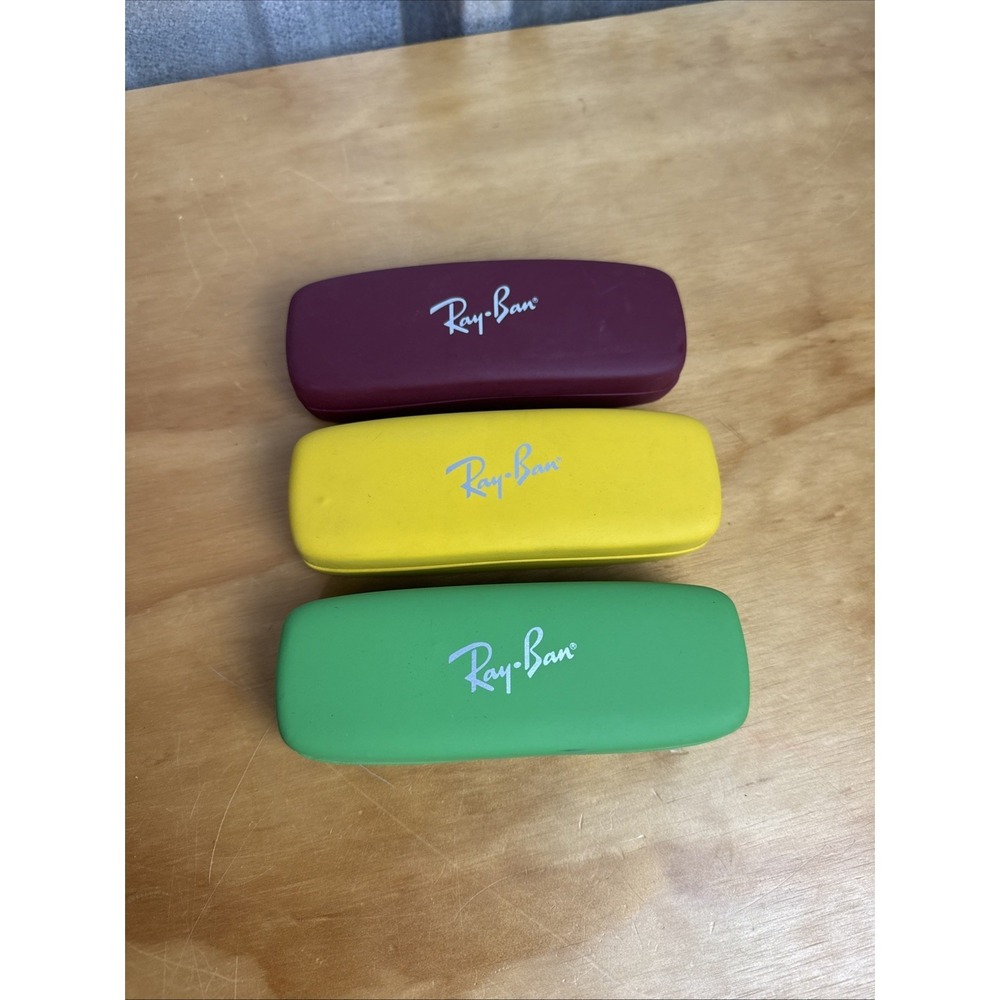 Ray Ban Sunglass Case - CASES ONLY - Lot of 3- Yellow, Green & Maroon -YOUTH